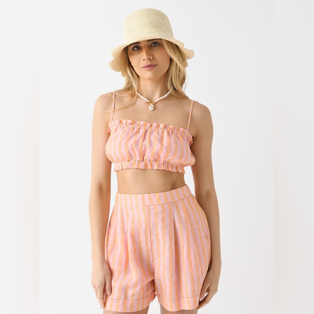 Trovata Bridget Bandeau + Sienna Shirt + Everett Short Set - Creamcicle